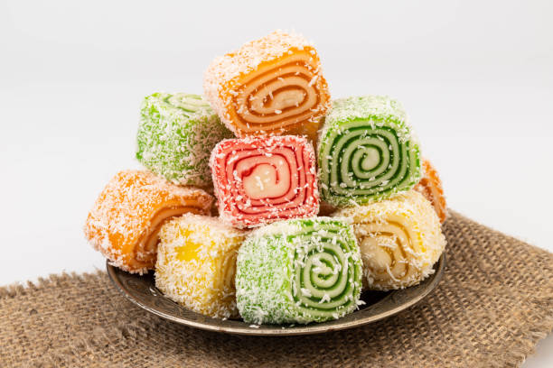 istock Traditional Turkish delight isolated on white background. Close up. 1992586033
