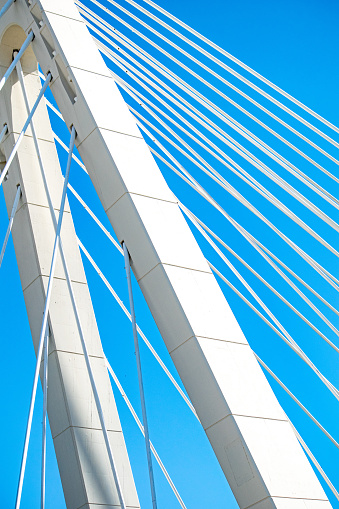 A close up abstract image of modern bridge architecture