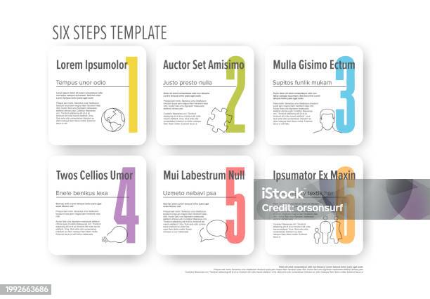 6 Steps Templete Six Steps Progress Template With White Buttons Stock Illustration ...
