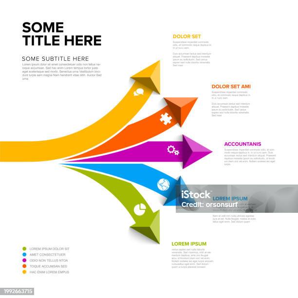 Pointing Element Simple Infographic With Title And Five Arrows Pointing On Element ...
