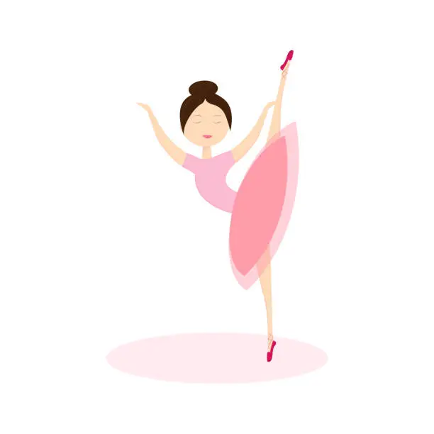 Vector illustration of The silhouette of a ballerina. A dancer on stage. The movement of a ballerina. Ballet class