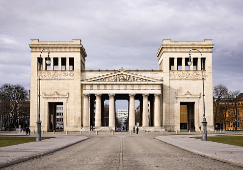 On January 3rd 2024, the Köningsplatz (King's Square) in Munich, Germany, that displays the Proptoläen Gate and it is home to the Kunstareal, Munich's ga;;very and museum quarter..