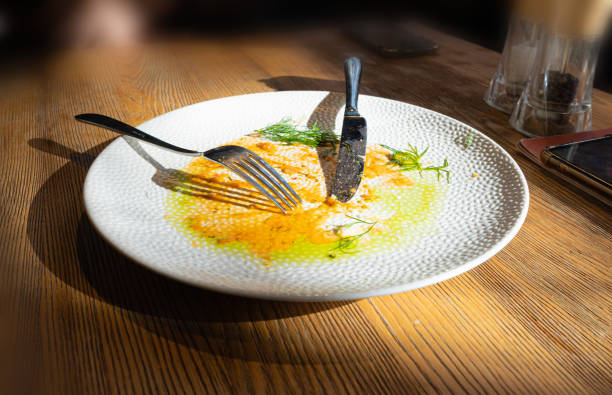 istock Dirty Plate, Empty Bowl after Dinner, Finished Lunch in White Restaurant Bowl 1992711555