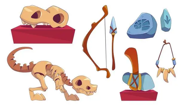 Vector illustration of Archeology museum design elements set