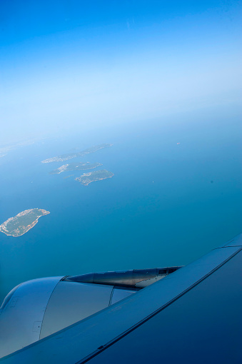 Looking out the window on a flying plane