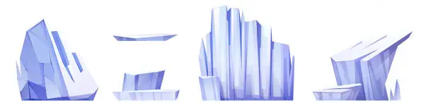 Vector illustration of Big iceberg rocks and pieces.