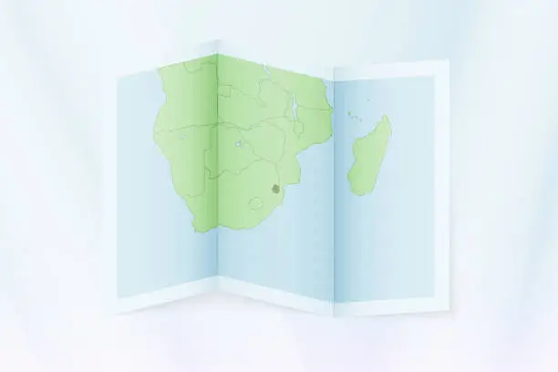 Vector illustration of Swaziland map, folded paper with Swaziland map.