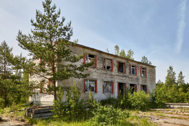 istock abandoned old soviet union city Irbene, ruined houses 1992746280