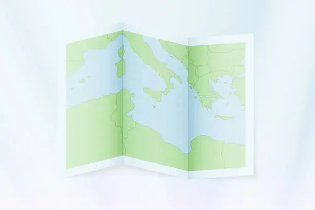 Vector illustration of Malta map, folded paper with Malta map.