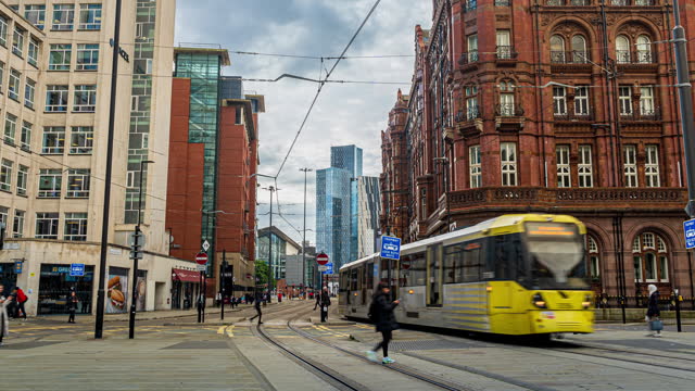 4K Footage Time lapse of Crowded Commuter people and tourist walking in Manchester Piccadilly station in downtown district of Manchester City, England, United Kingdom