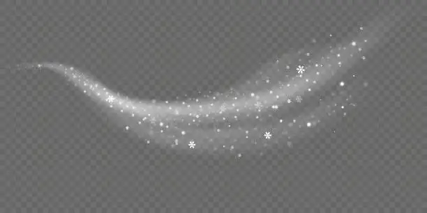 Vector illustration of Cold winter wind texture. Holiday vector blizzard. Christmas effect of a cold blizzard. Vector PNG.