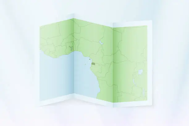 Vector illustration of Equatorial Guinea map, folded paper with Equatorial Guinea map.