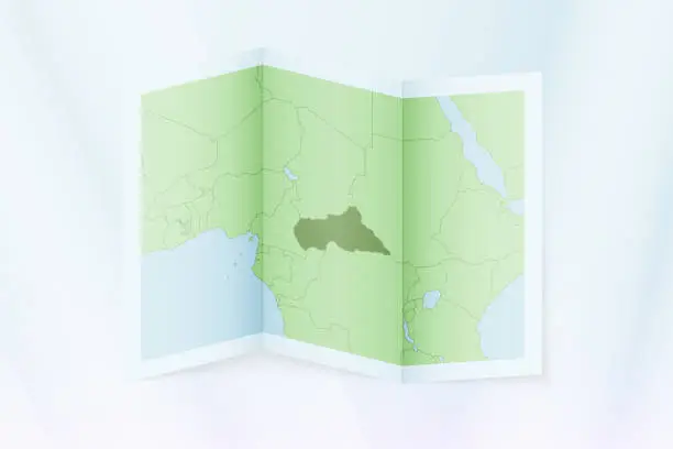 Vector illustration of Central African Republic map, folded paper with Central African Republic map.