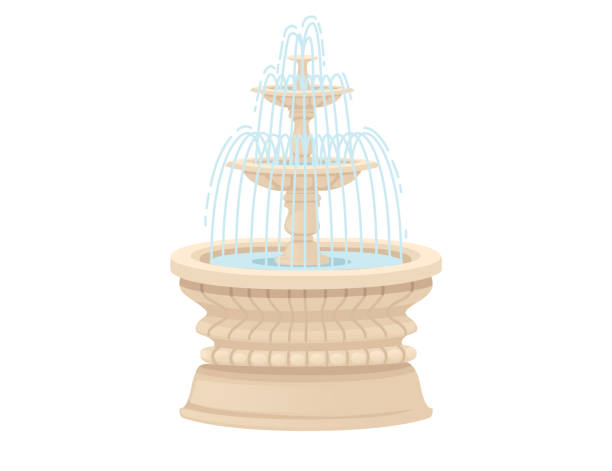 Stone three level fountain street decoration architecture vector illustration isolated on white background Stone three level fountain street decoration architecture vector illustration isolated on white background. fountain stock illustrations