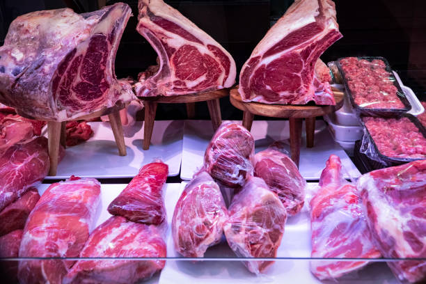 istock Red meat at market stall 1992823301