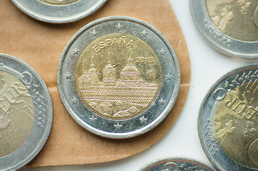 El Escorial Monastery near Madrid, Spain, featured on a 2 euro coin