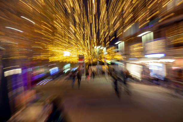 Abstract motion at night in the city in Barcelona