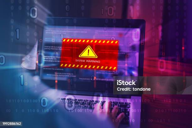 System Is Hacked System Hacked Warning Alert Cyberattack Computer Network Cybersecurity ...