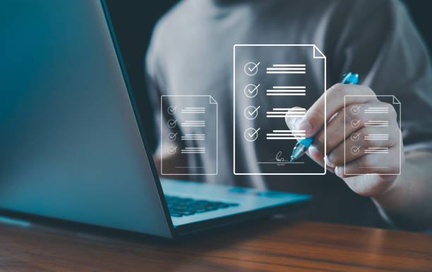 istock Online business contract Electronic signature, e-signing, Digital document management, Technology paperless sign online, paperless office, man, computer, laptop, signing business contract concept. 1992892527