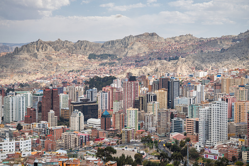 panoramic view of la paz skyline from a viewpoint, bolivia