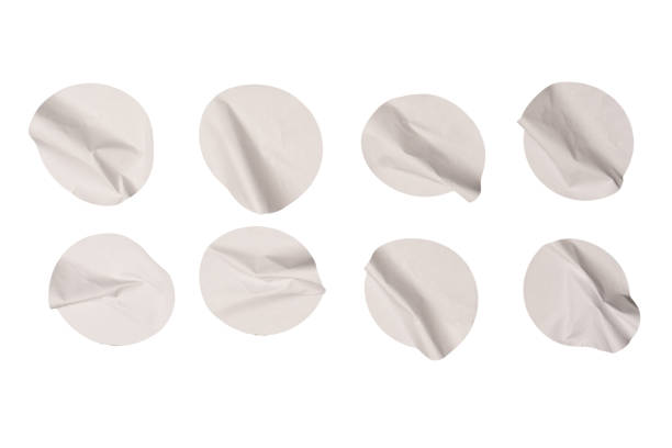 istock Round white stickers, blank tags labels isolated on a white background. 1992957631