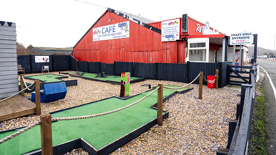 Pensarn Abergele Wales UK 27 January 2024 seaside amusements and crazy golf closed for the winter months