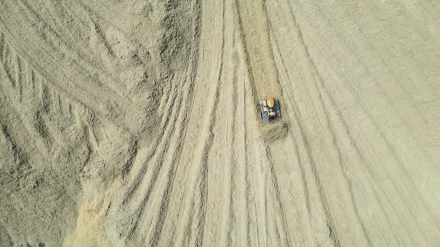 Aerial view  Tractor Preparing Land in Sugarcane Field