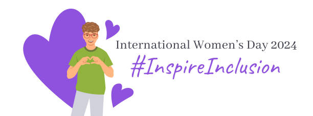 Inspire inclusion International Women's Day  2024 banner vector art illustration