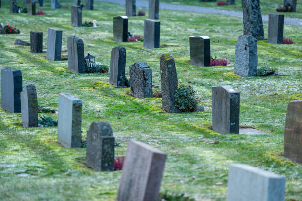 istock Head stones on an old graveyard at winter.. 1993063154