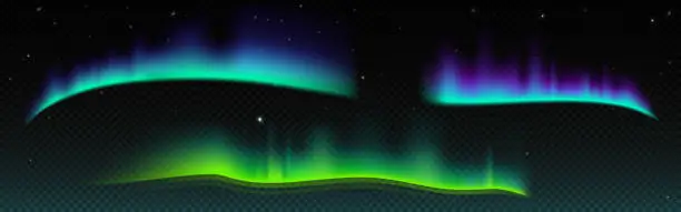 Vector illustration of Northern lights with neon glowing effect