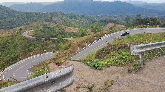 S-curve road, winding mountain path  Nan Province, Thailand