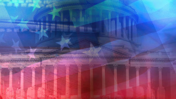 elezioni u.s.a. - sfondo astratto - casa bianca - bandiera nazionale americana - democrazia foto e immagini stock