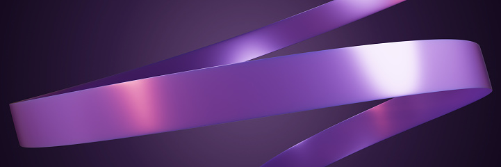 Decorative banner with purple glitter ribbon. 3d rendering