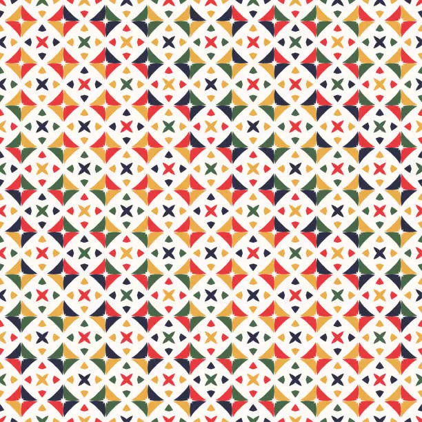 Vector illustration of Colorful geometric mosaic seamless pattern with simple abstract shapes