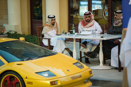 Doha , Qatar-February 01,2023 : Exhibition of luxury supercars organized by the Qatari team called 