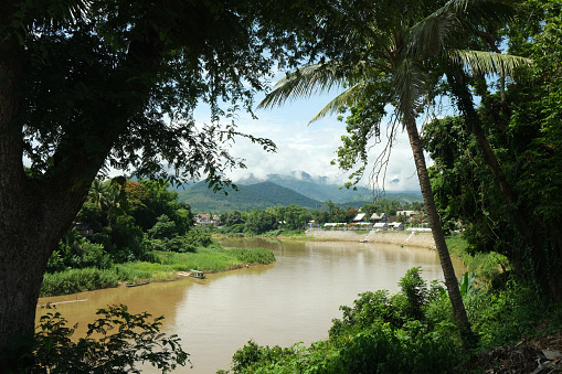 Tranquil Riverside Panorama of Luang Prabang in Laos