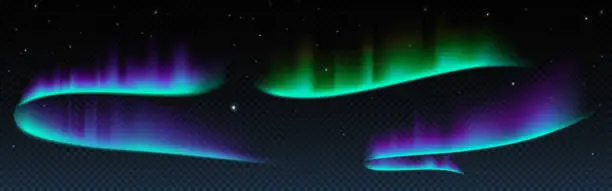 Vector illustration of Northern aurora, polar borealis light sky vector