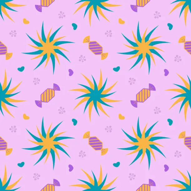 Vector illustration of pattern Festive background with candies