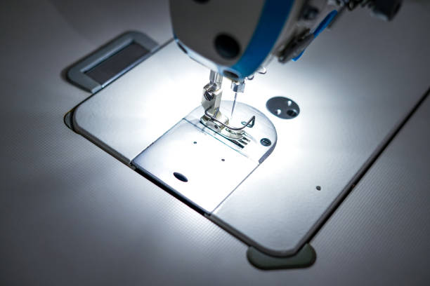 Sewing machine in the tailor shop. Close up.