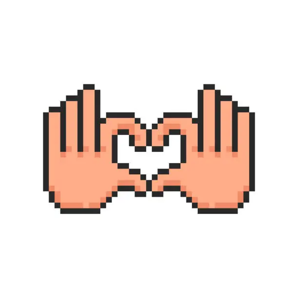 Vector illustration of pixel hand 10