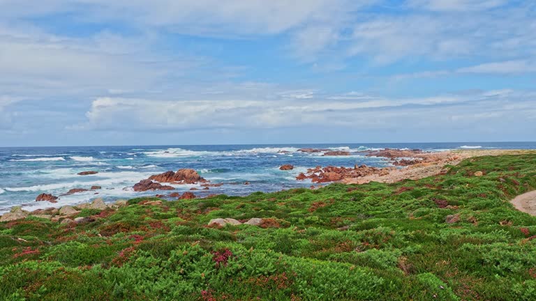 Praia do Trece Beach and section of the Lighthouse Trail, Camarinas, Galicia, Spain