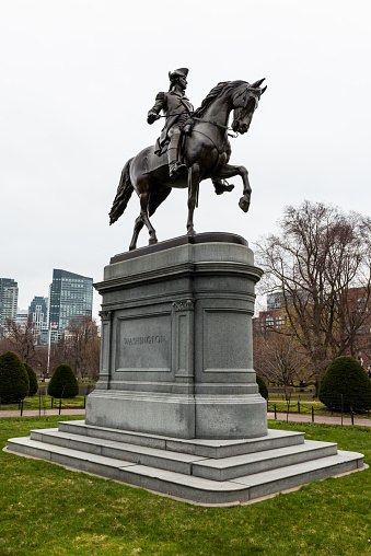 George Washington statue in Boston public garden, Massachusetts, USA