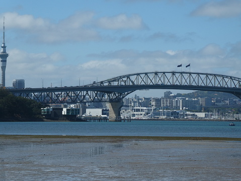 A nice view of a bit of the auckland harbour bridge from little shoal bay.