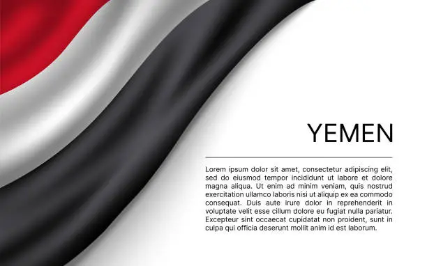 Vector illustration of Yemen country flag and text