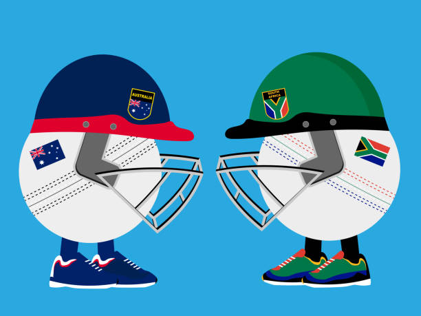 South Africa versus Australia cricket Cricket competition (concept). cricket trophy stock illustrations