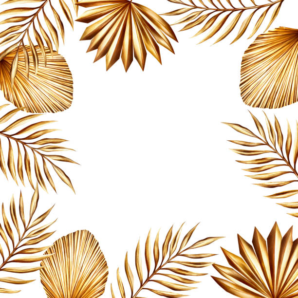 istock Watercolor frame, template with golden pampas grass, date palm branch illustration isolated on white background. Botanical and wedding and Ramadan Kareem or Eid Al Adha 2024 hand drawn decor. For designers, prints, postcards, wrapping paper, holiday 1993487741