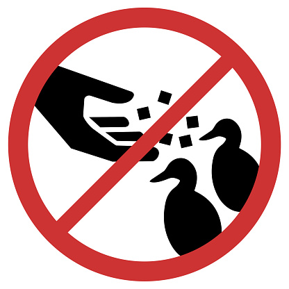 Vector graphic of sign prohibiting the feeding of ducks or geese