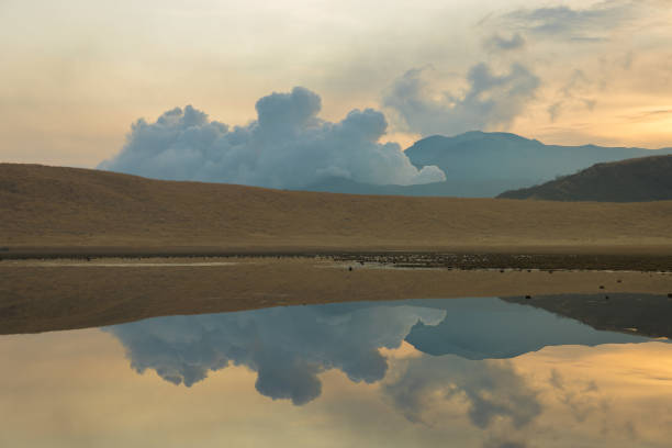 it is Kusasenri puddle and morning scenery