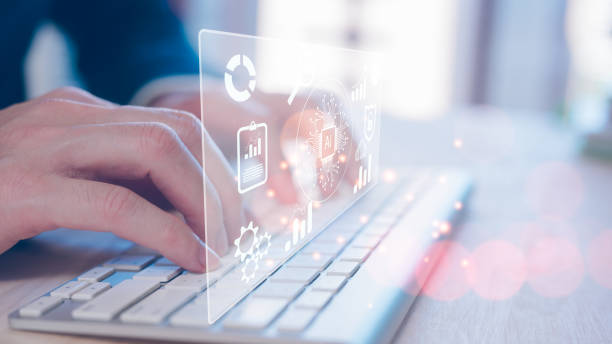 istock Trading with AI technology Digital transformation technology strategy internet of things. businessman typing on keyboard working with virtual ai tech icon transformation  adoption of technology 1993644226