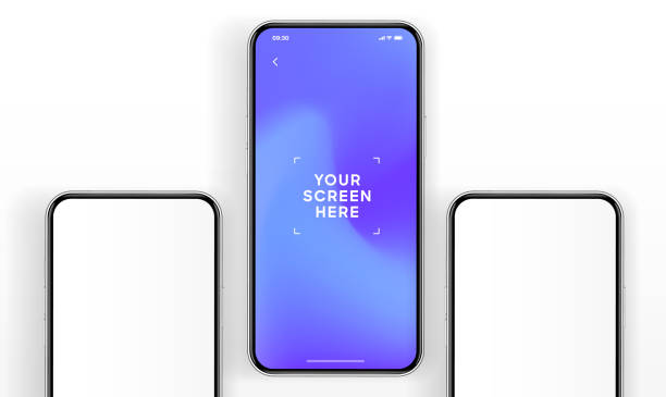 istock 3D realistic high quality smartphone mockup with isolated background. Smart phone mockup collection. Device front view. 3D mobile phone with shadow on white background. 1993648449